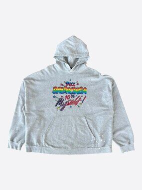 Balenciaga Grey & Rainbow Graffiti Logo Hoodie